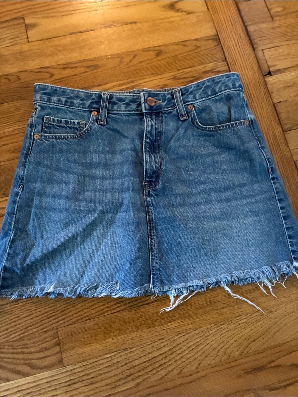 Banana Republic Blue Denim Frayed Hem Mini Skirt